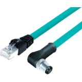 M12, series 876, Automation Technology - Data Transmission - Connecting cable male angled connector - RJ45 connector