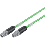 Verbindungsleitung 2 Kabelstecker M12x1, PUR grün, geschirmt, UL