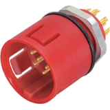 Male panel mount connector, red, solder